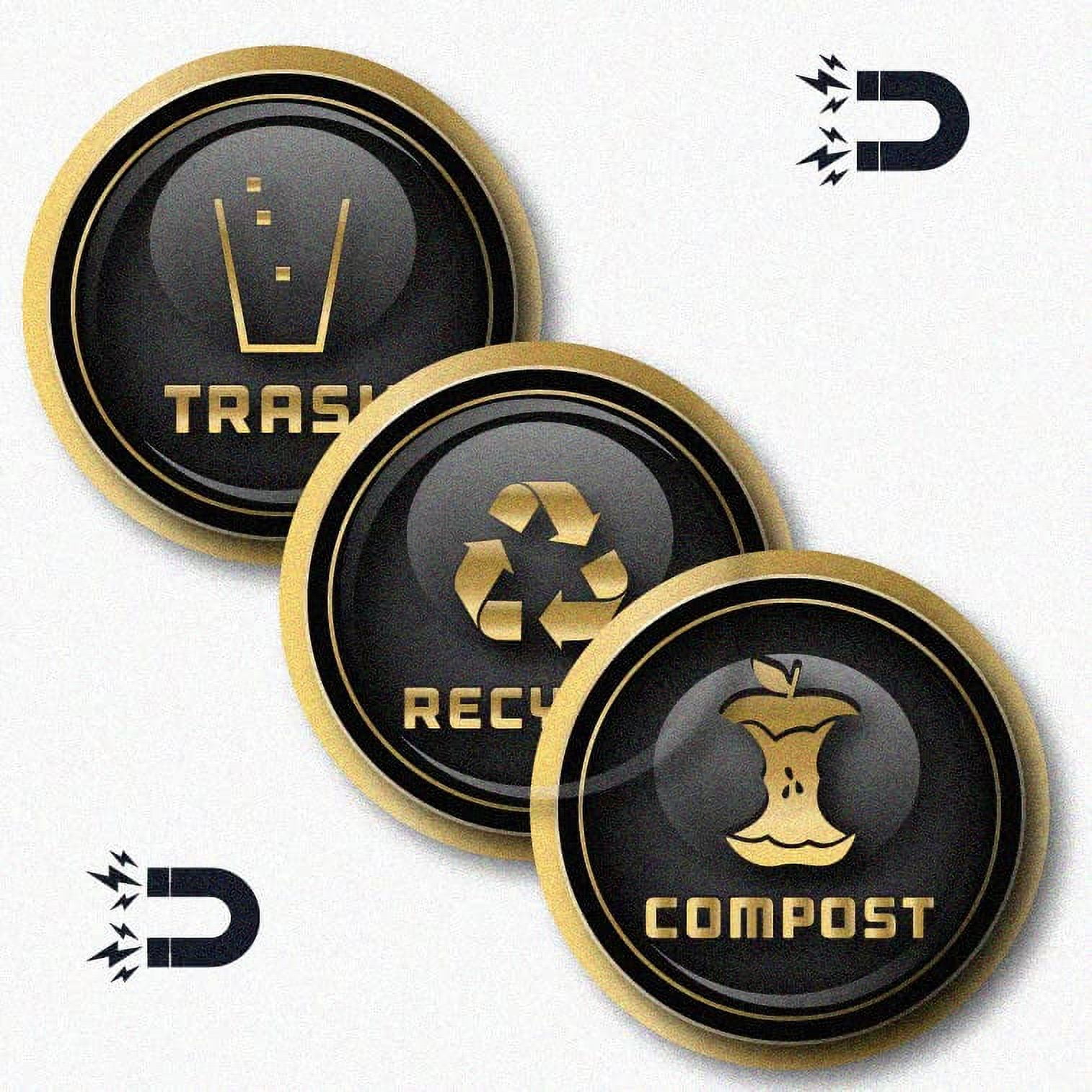Recycle Trash Symbol Golden Look For Trash Cans, Containers, Walls