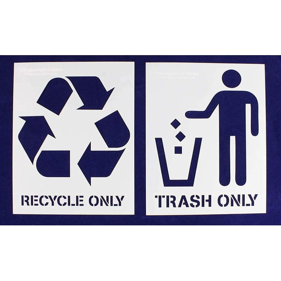 Recycle Trash with Words Stencils 2 Piece Set 5 x 7 Inches