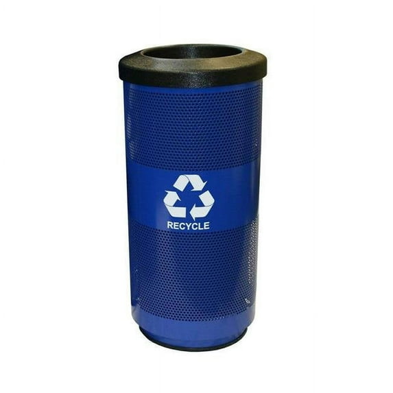 Recycle Unit with Recycle Flat Top Lid with 1 Hole Opening & Plastic Liner, Blue