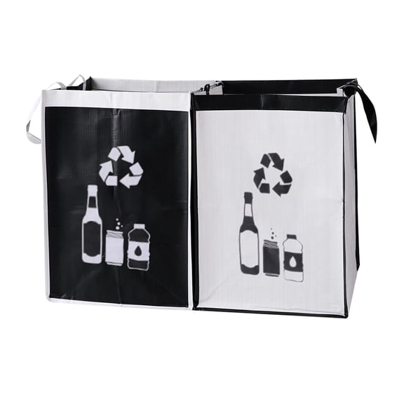 Recycle Waste Bag for Kitchen Home, Indoor Recycling Bins Trash Sorting Organizer, Trash Sorting Bins Base Plate Waterproof Baskets, 2 Pcs, 12x12x17"