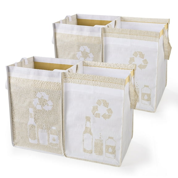 MyMealivos Recycle Waste Bag for Kitchen Home- Indoor Recycling Bins Trash Sorting Organizer, Yellow, 4 pack