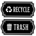 thumbnail image 1 of Recycle and Trash Logo Symbol - Elegant Golden Look for Trash Cans, Containers, and Walls - Laminated Vinyl Decal (Small, Clear Black), 1 of 5