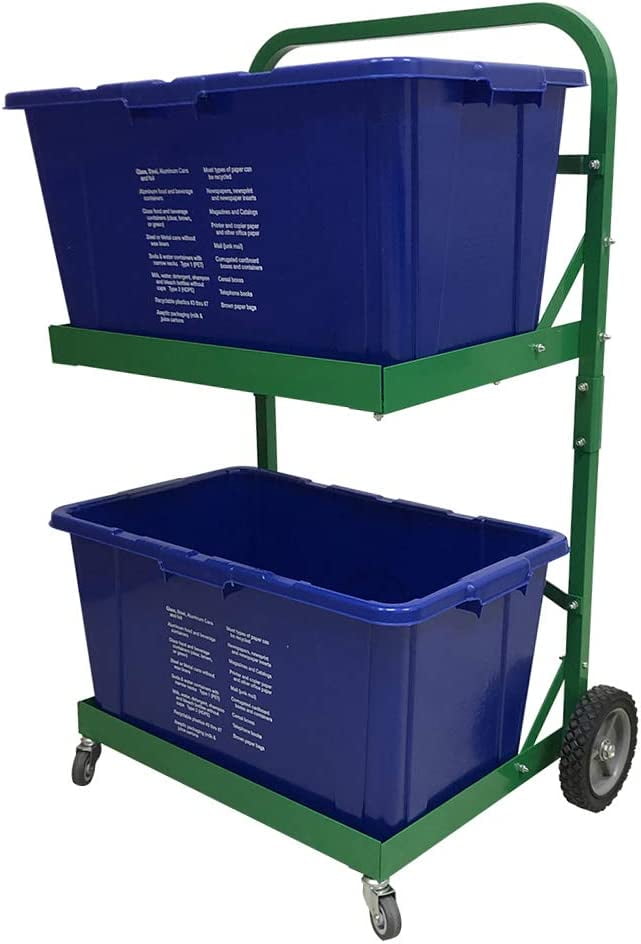 Recycle bin Cart MetalReinforced Recycling Bins Cart with 4 Wheels for