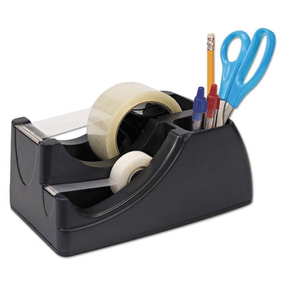 Recycled 2-In-1 Heavy Duty Tape Dispenser, 1" And 3" Cores, Plastic, Black | Bundle of 10 Each