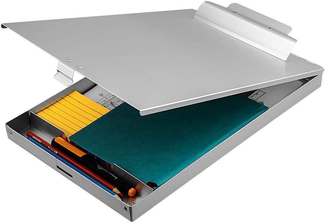 Recycled Aluminum Storage Clipboard, Clipboard Box, Form Holder, Suitable for School, Office, Jobsite or Medical Staff, 9.25 x 13.78 Inches, Silver