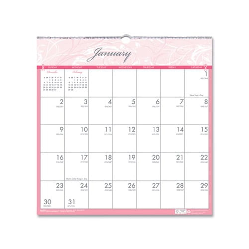 Recycled Breast Cancer Awareness Monthly Wall Calendar 12 x 12, 2022