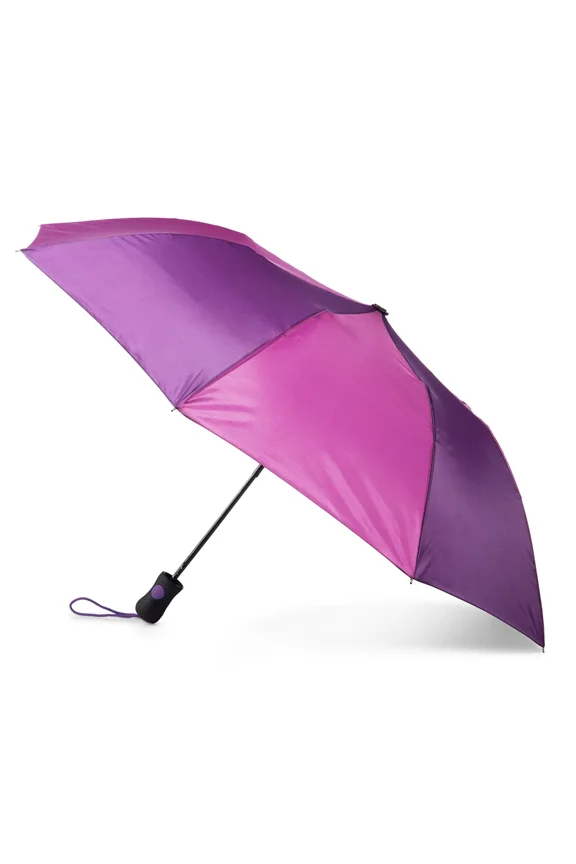 Recycled Canopy Auto Open Rain Umbrella Purple Multi