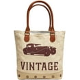 thumbnail image 1 of Recycled Canvas Vintage Print Bag Market Beach Travel Reusable Grocery Shopping Tote Bag Portable Storage Hand Bags 14”x16”, 1 of 6