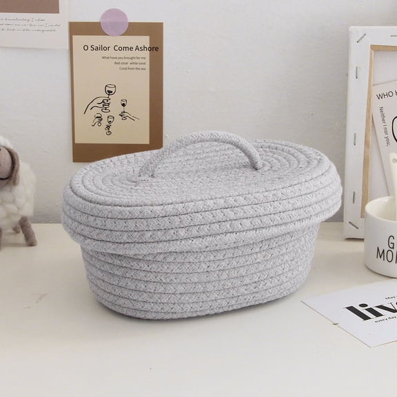 Recycled Cotton Rope Storage Basket with Lid - Extra Large Basket for Cushions, Blanket, Toys, Laundry and more - Stylish and Eco-friendly Living Room Rope Basket