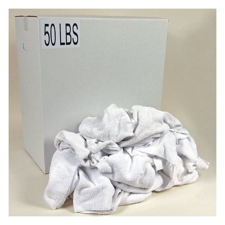 Recycled Cotton Terry Towels Cloth Rags, 50 lb., 14 in x 17 in, White G206050PC