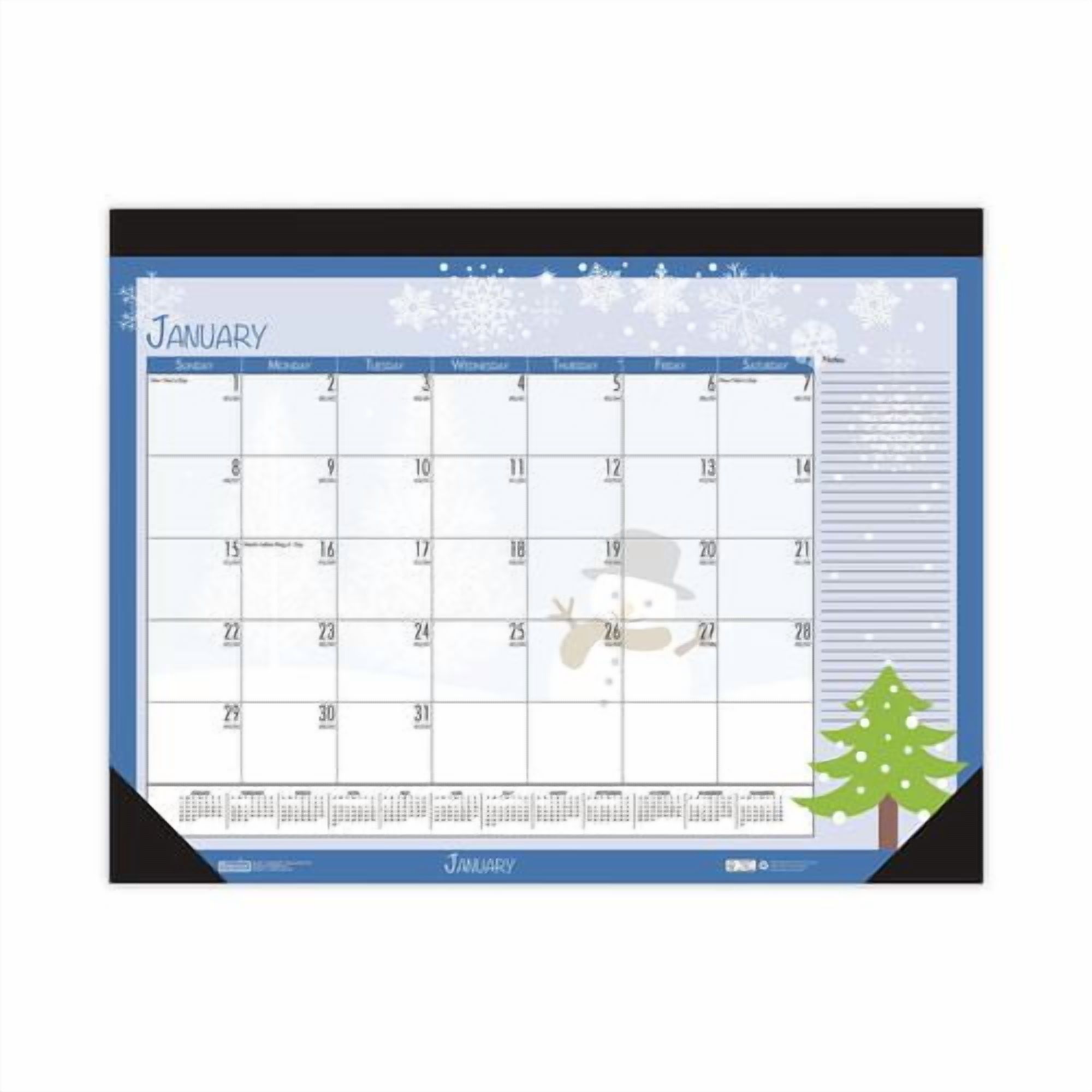 Recycled Desk Pad Calendar, Illustrated Seasons Artwork, 18.5 x 13, Black Binding/Corners,12-Month (Jan to Dec): 2026 | Bundle of 2