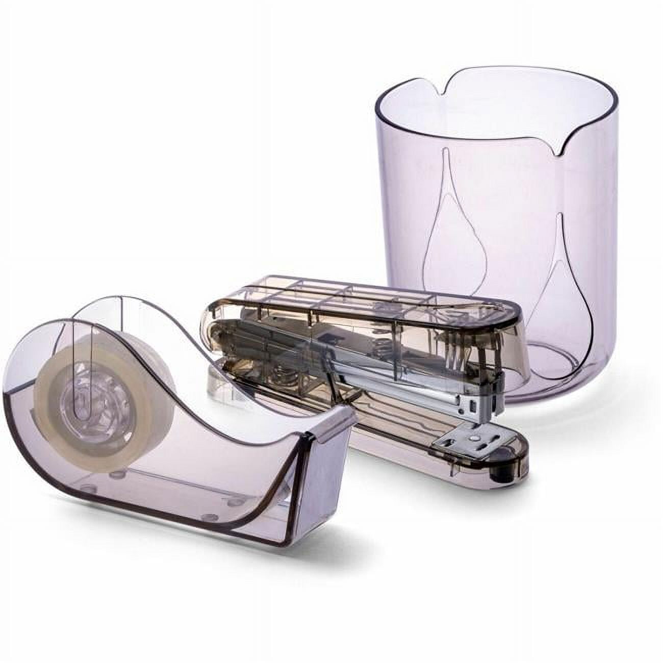 Translucent Gray Recycled Plastic 3-Piece Desktop Organizer Set