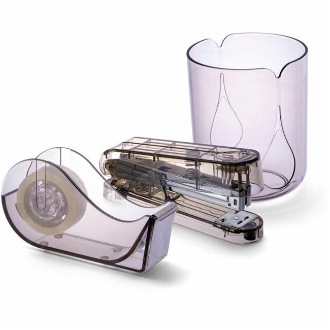 Translucent Gray Recycled Plastic 3-Piece Desktop Organizer Set