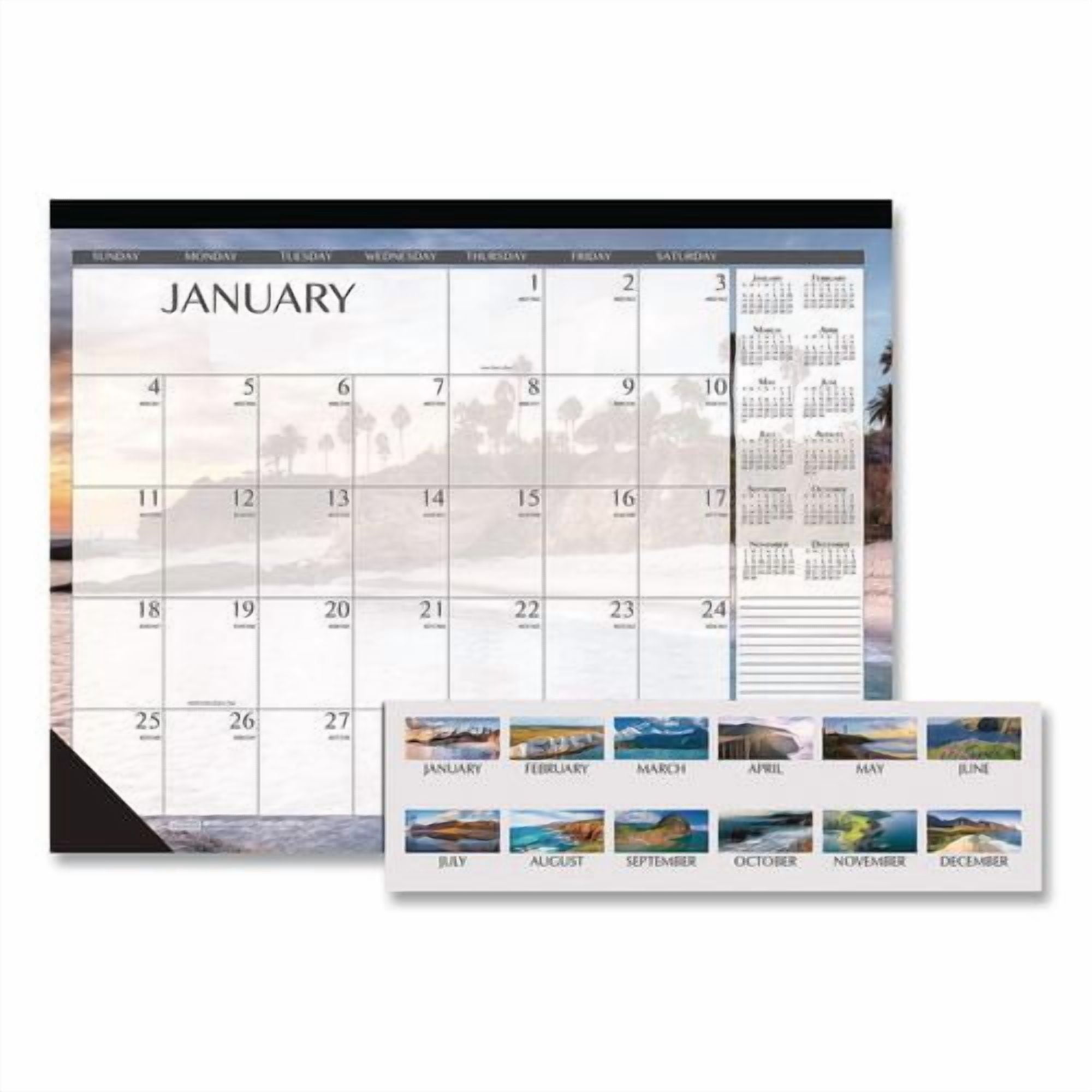 Recycled Earthscapes Desk Pad Calendar, Seascapes Photography, 18.5 x 13, Black Binding/Corners,12-Month (Jan to Dec): 2026 | Bundle of 2