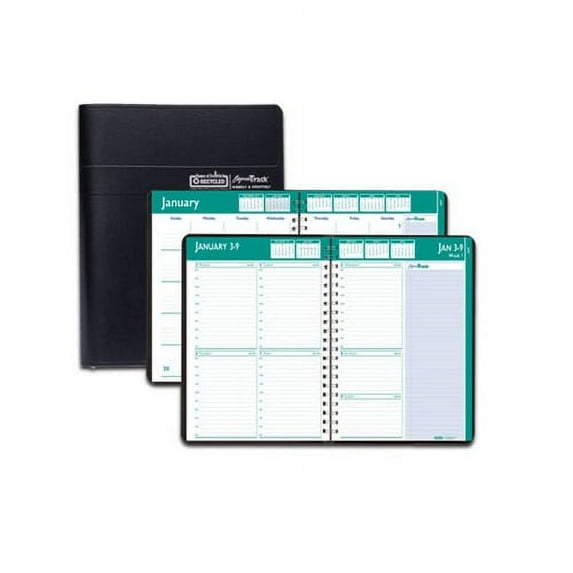 Recycled Express Track Weekly/Monthly Appointment Book 11 x 8.5, Black, 2022-2023