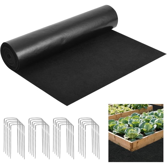 Recycled Felt Mulch Mat, 2'x 8.2' Fabric Walkway Mat Mulch Pathway Durable Landscaping Mat with 20 Ground Stakes for Vegetables Flower Garden Weed Barrier
