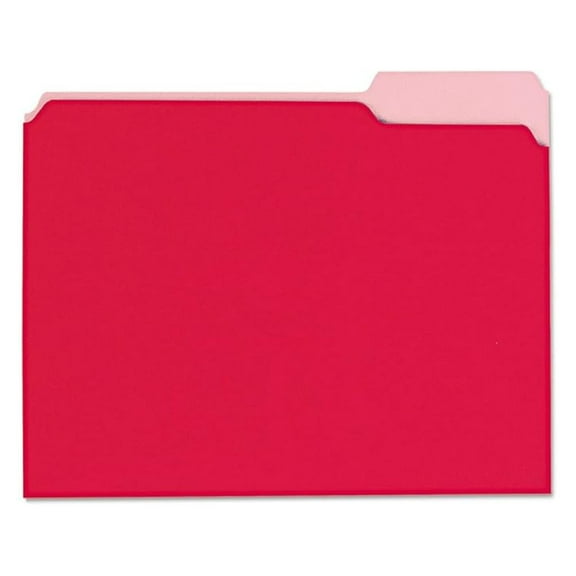Recycled File Folders Letter Size, Red Interior File Folders 1/3 Cut Tab (100 Pack) - Color-Coded Organization for Hanging Folders, Office & Home Document Storage