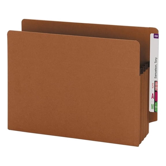 Recycled File Pockets, Extra Wide 3-1/2" Expansion, Letter Size, Redrope, 25 Count - Eco-Friendly Office Storage