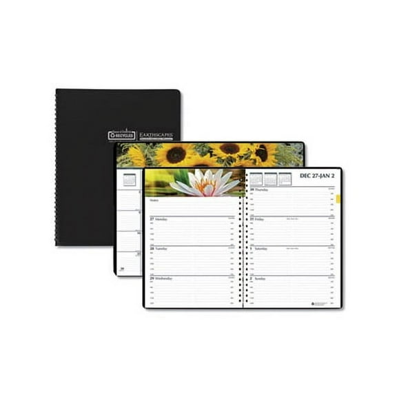 Recycled Gardens of the World Weekly/Monthly Planner 10 x 7, Black, 2022