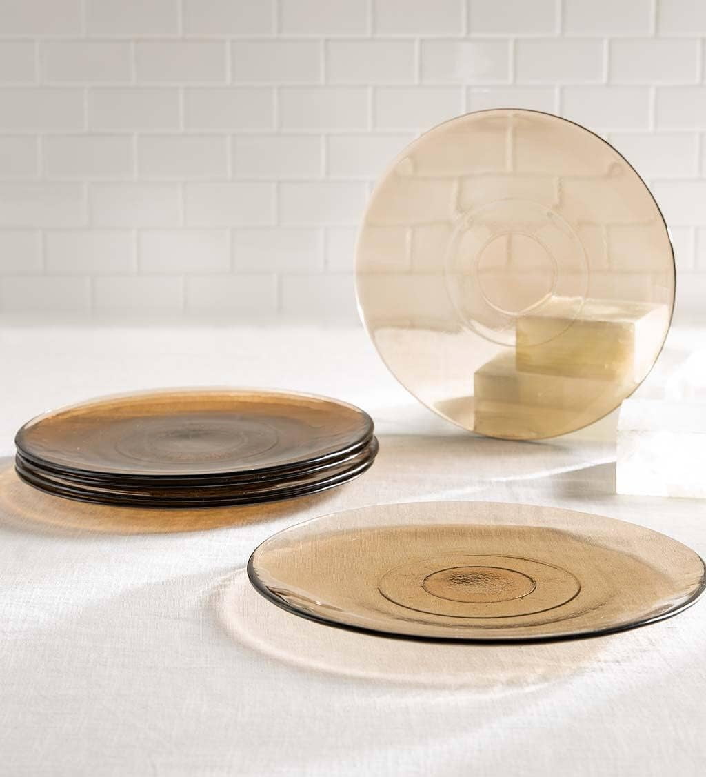 Recycled Glass Dinner Plates, Set Of 6 (Blue)