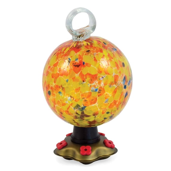 Recycled Glass Round Carnival Hummingbird Feeder