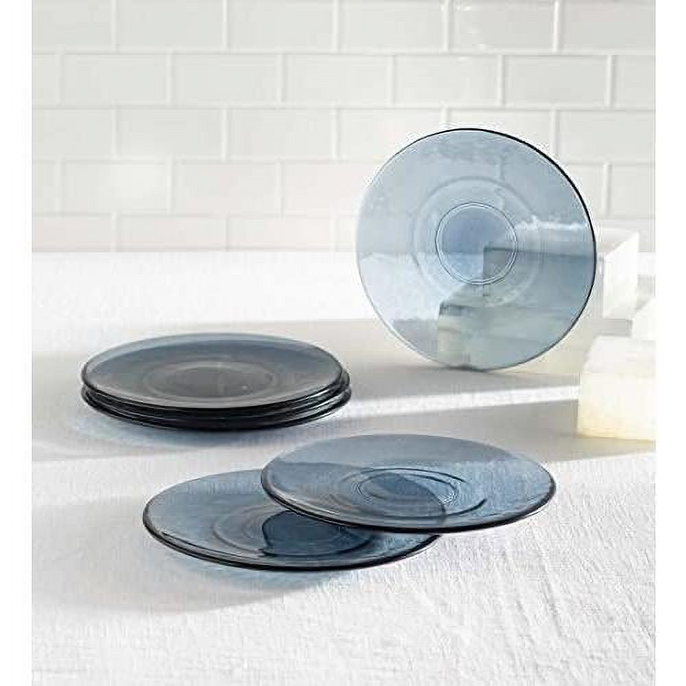 Recycled Glass Salad Plates, Set Of 6 (Blue)