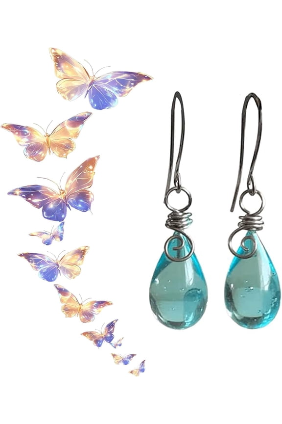 Recycled Glass Spiral Earrings: Upcycled Mason Jar Dangles, Handmade Spiral Drop Earrings/Necklace, Beach Jewelry Inspirational Gifts for Women Mom Sister[i441]