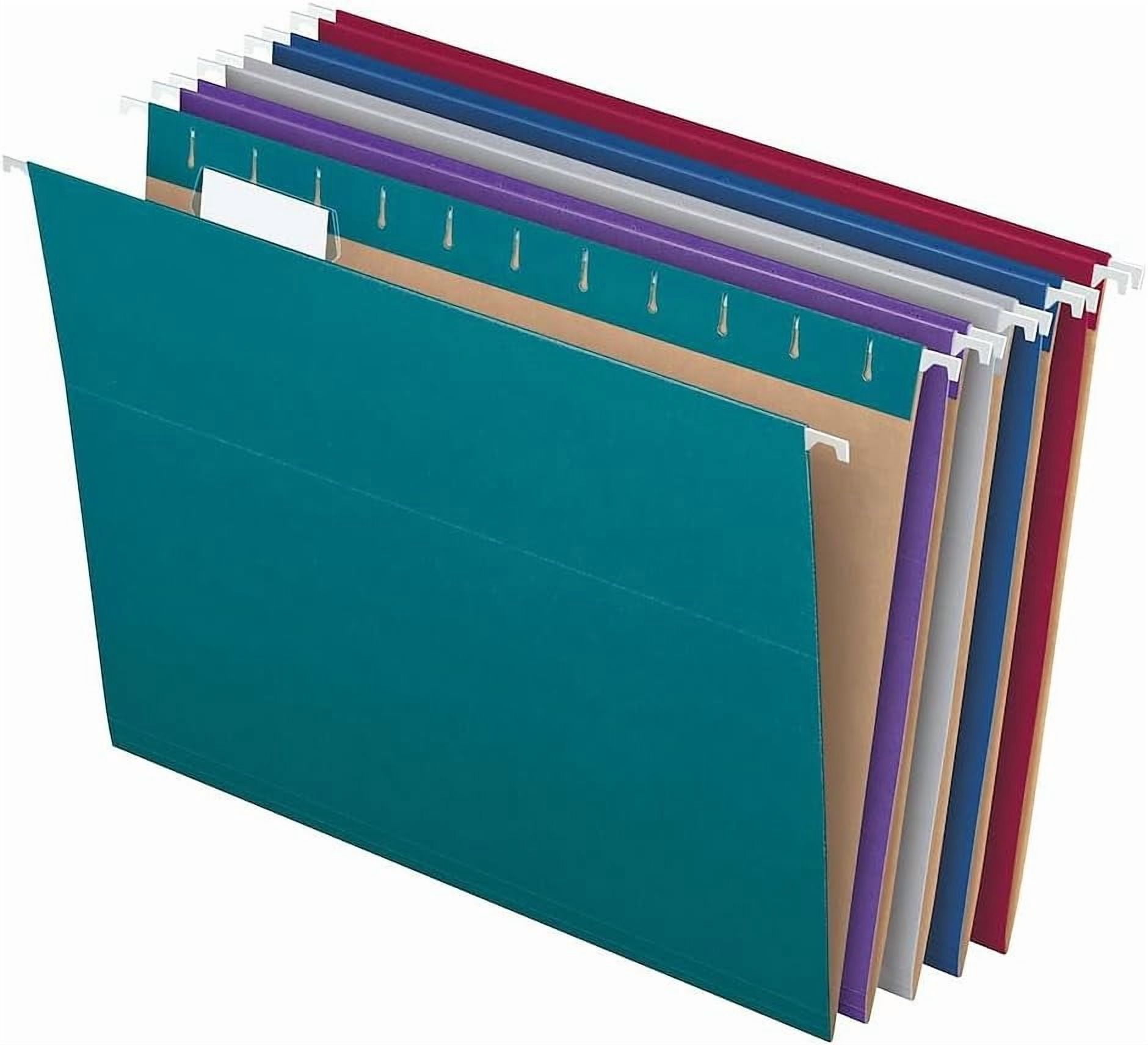 Recycled Hanging File Folders, Letter Size, Assorted Jewel-Tone Colors, Two-Tone for Foolproof Filing, 1/5-Cut Tabs, 25 Per Box (81667)