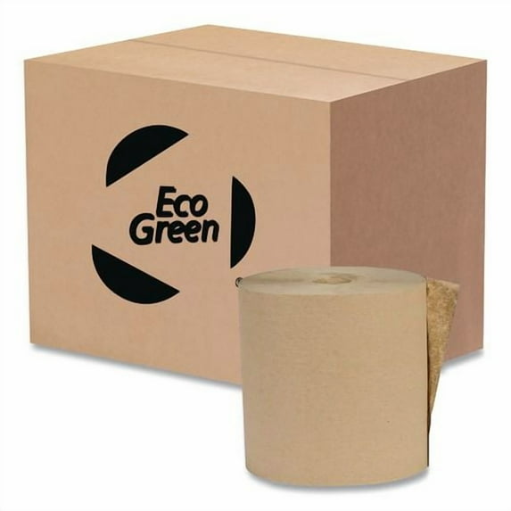 Recycled Hardwound Paper Towels, 1-Ply, 8" x 600 ft, 1.6 Core, Kraft, 12 Rolls/Carton | Bundle of 2