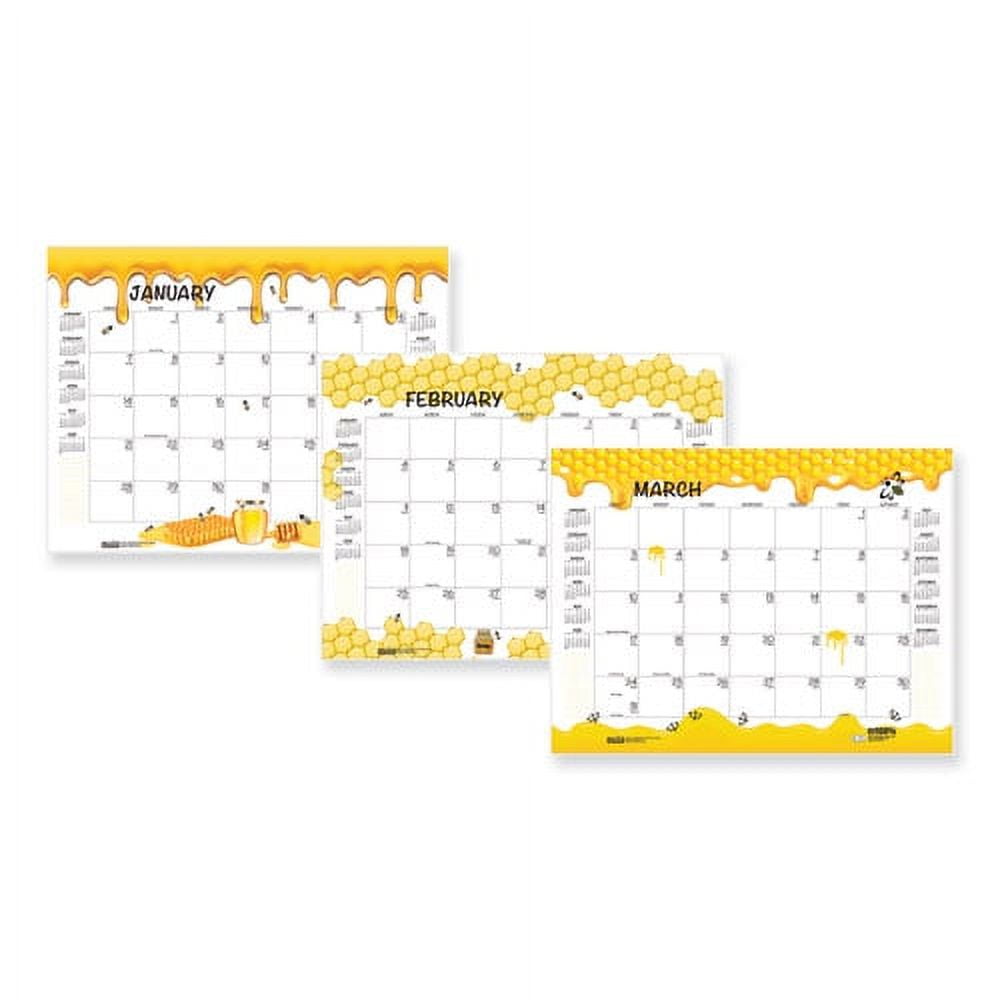 Recycled Honeycomb Desk Pad Calendar, 22 x 17, White/Multicolor Sheets, Brown Corners, 12-Month (Aug to July): 2023 to 2024