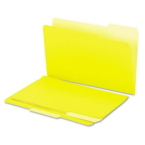 Recycled Interior File Folders- 1/3 Cut- Top Tab- Legal- Yellow- 100/Box