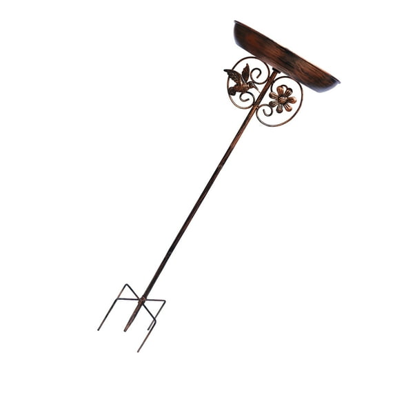 Recycled Iron Bird Bath Feeder Stake WeatherResistant for Outdoor Plant Decoration