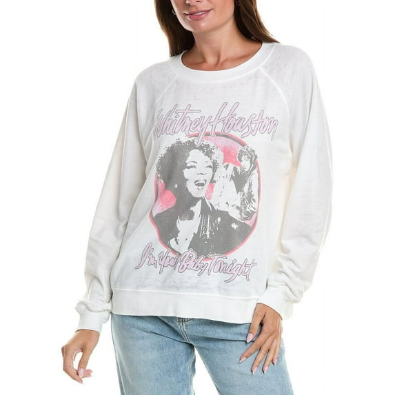 Recycled Karma womens Whitney Houston Baby Tonight Pullover, s, White
