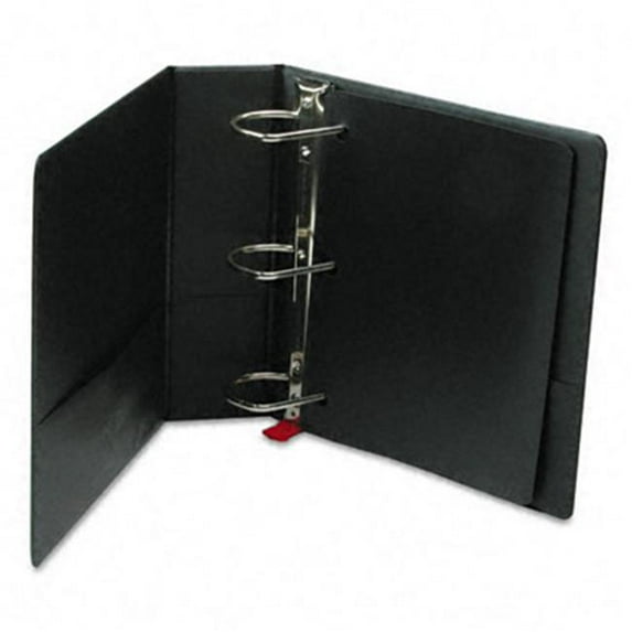 Recycled Leather Grain Vinyl EasyOpen D-Ring Binder 3in Cap Black