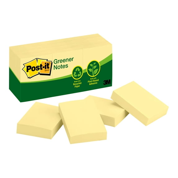 Recycled Note Pads, 1 1/2 X 2, Canary Yellow, 100-Sheet, 12/pack | Bundle of 5 Packs