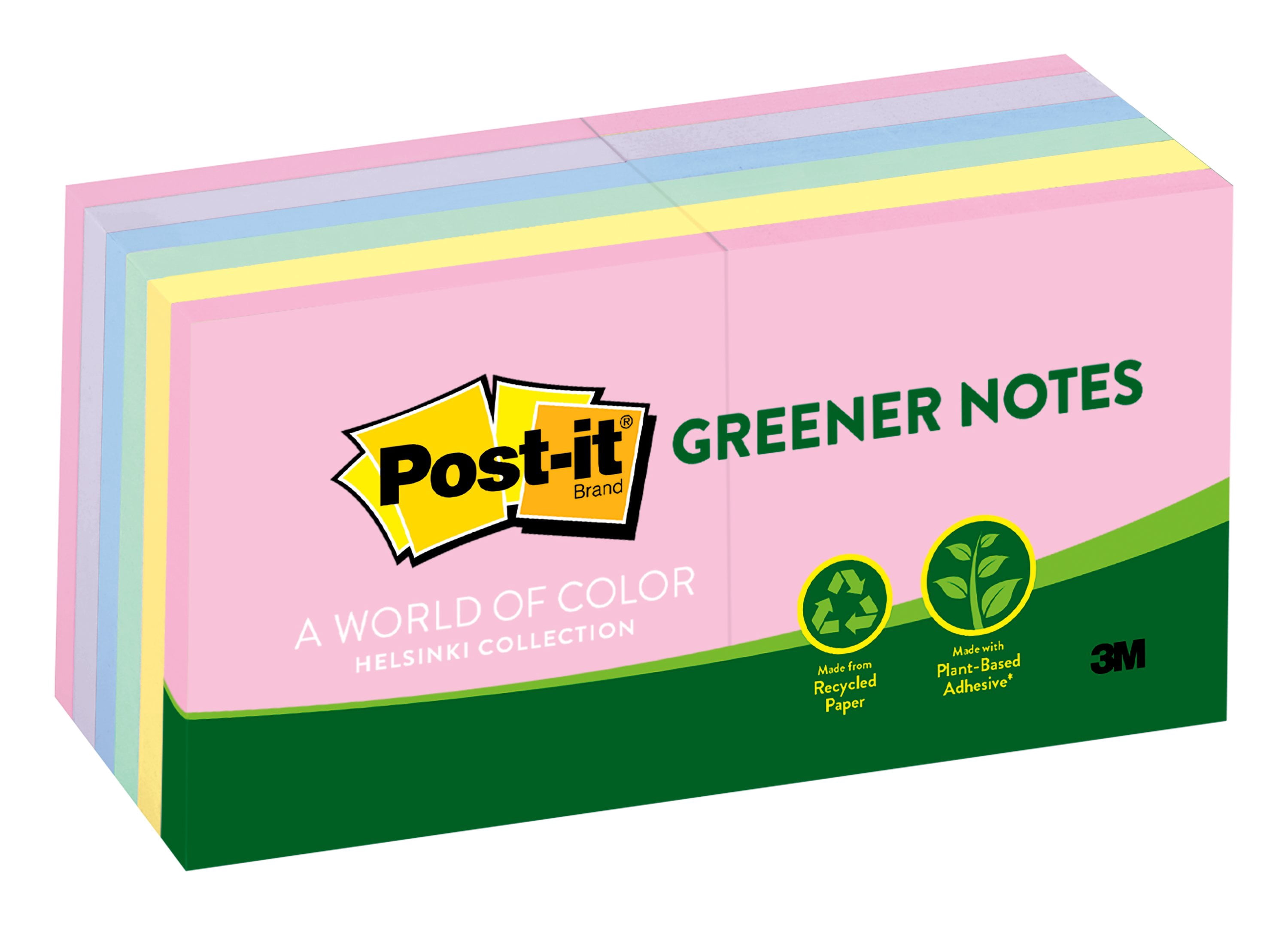 Recycled Note Pads, 3 X 3, Assorted Helsinki Colors, 100-Sheet, 12/pack | Bundle of 5 Packs