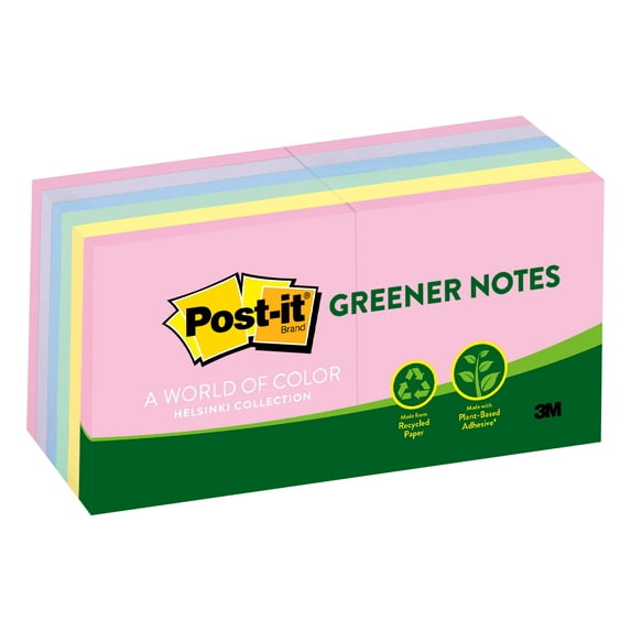 Recycled Note Pads, 3 X 3, Assorted Helsinki Colors, 100-Sheet, 12/pack | Bundle of 5 Packs