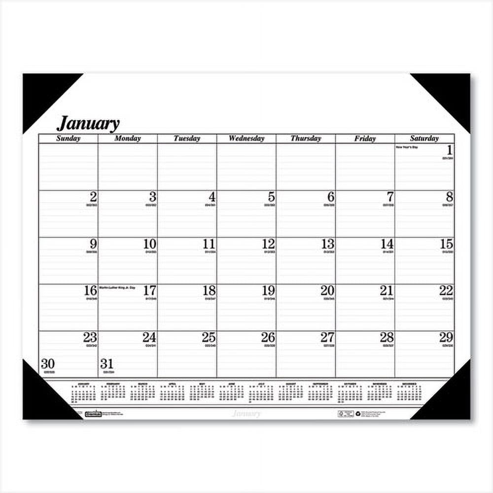 Recycled One-Color Refillable Monthly Desk Pad Calendar, 22 x 17, White Sheets, Black Binding/Corners,12-Month(Jan-Dec): 2024 Recycled One-Color Refillable Monthly Desk Pad Calendar, 22 x 17, White Sheets, Black Binding/Corners,12-Month(Jan-Dec): 2024