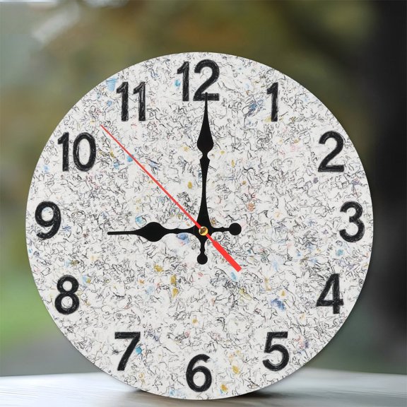 Recycled Paper Abstract Wall Clock Home Decor Modern Design 10-Inch Silent Wooden Wall Clock, Battery Operated (AA Batteries Not Included), Artistic Home Decor