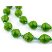 Recycled Paper Bead Necklace from Uganda - Fair Trade African Jewelry by The Bead Chest (Lime Green)