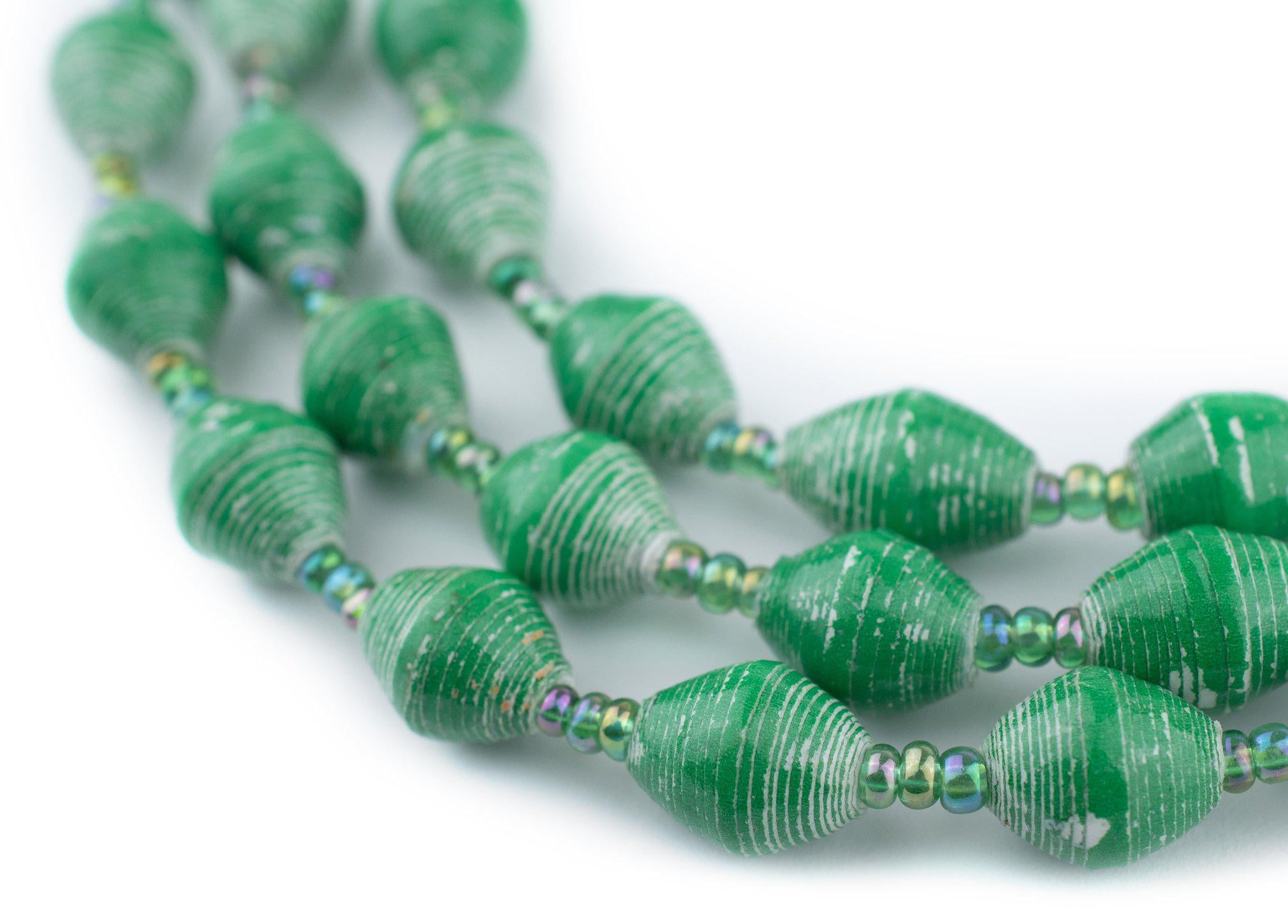 Recycled Paper Bead Necklace from Uganda Fair Trade African Jewelry by The Bead Chest Spring Green Walmart