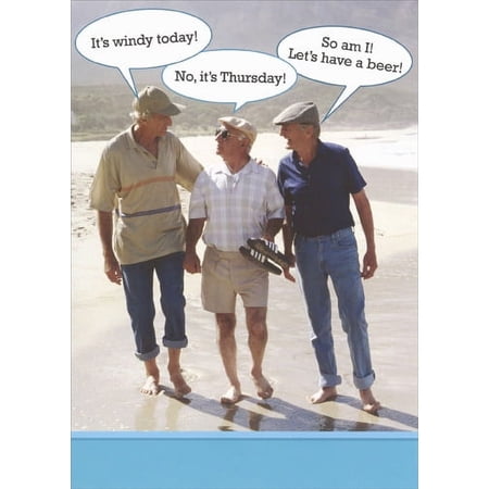 Recycled Paper Greetings 3 Guys on Beach Funny / Humorous Birthday Card
