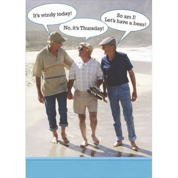Recycled Paper Greetings 3 Guys on Beach Funny / Humorous Birthday Card