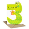 thumbnail image 1 of Recycled Paper Greetings 3rd Birthday Card for Kids (Crocodile with Present), 1 of 3