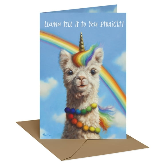 Recycled Paper Greetings Funny Birthday Card for Anyone (Rainbow Llama Unicorn)