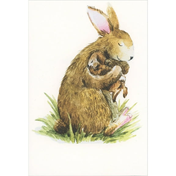 Recycled Paper Greetings Brown Rabbit Hugging Small Bunny: Love and Hugs Easter Card