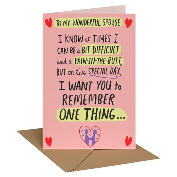 Recycled Paper Greetings Funny Anniversary Card for Spouse (Remember One Thing)