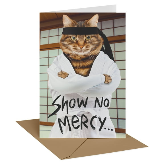 Recycled Paper Greetings Funny Birthday Card, Show No Mercy Cat