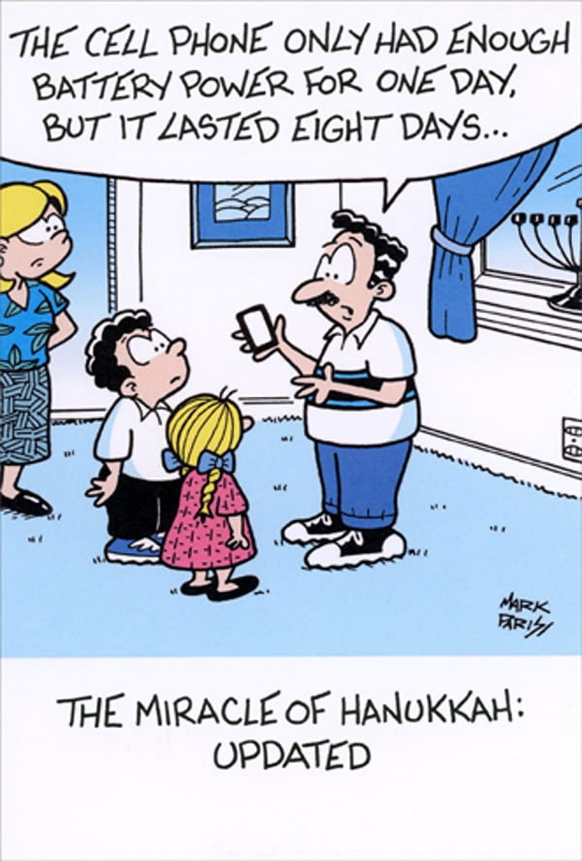 Recycled Paper Greetings Hanukkah Miracle : 8 Day Cell Phone Battery Humorous / Funny Hanukkah Card
