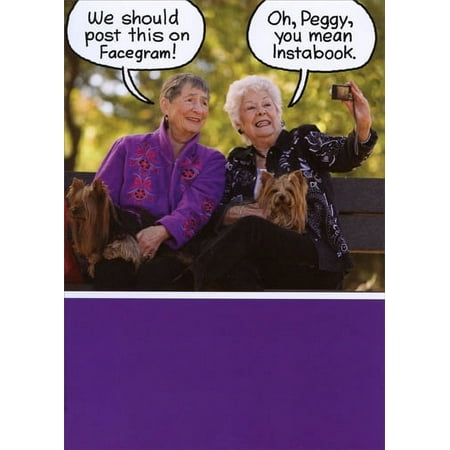 Recycled Paper Greetings Old Ladies on a Bench Funny Birthday Card for Her
